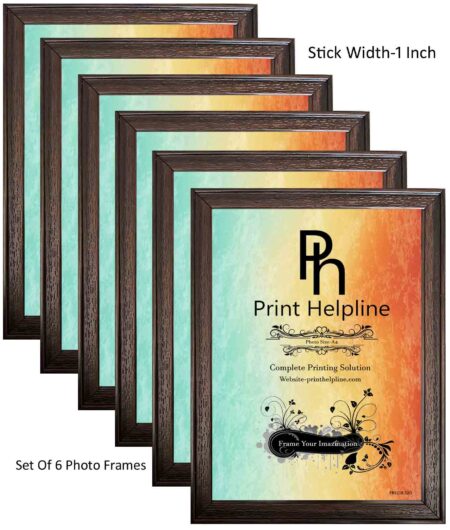 WOOD WALL PHOTO FRAME (Brown Color, 6 PHOTO Frames, A4 SIZE(8.3×11.7))