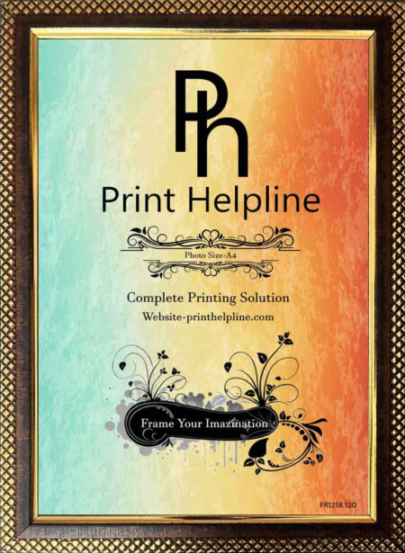 WOOD WALL PHOTO FRAME (Brown With Golden Design PHOTO Frames ,A4 SIZE(8.3×11.7))